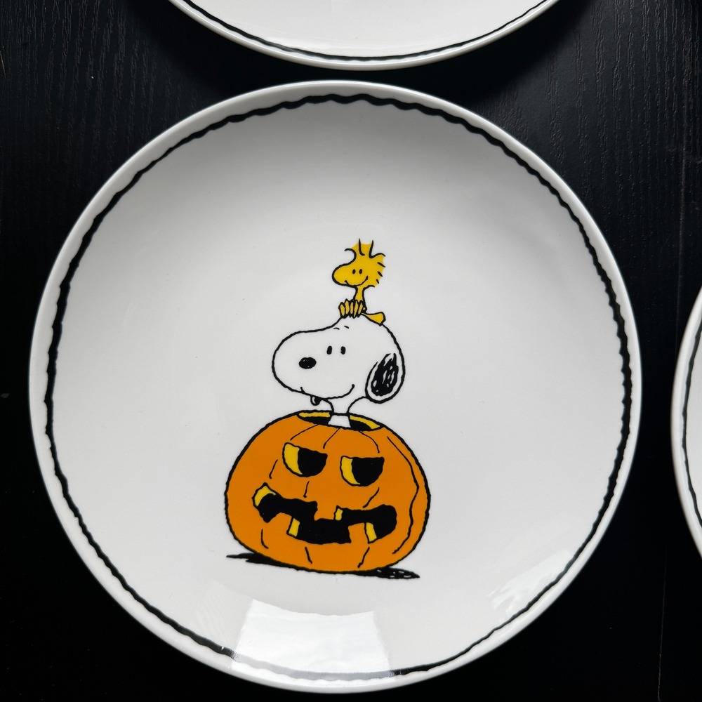 Pottery Barn Peanuts Halloween Plates - Set of 4 - Charlie Brown Snoopy - Picture 5 of 7